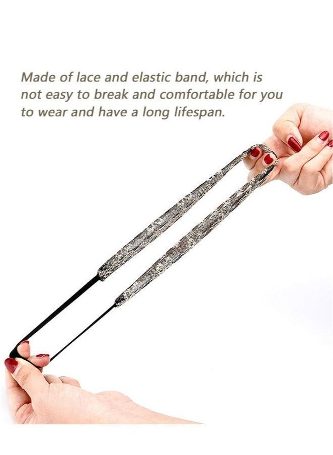 Generic 2 Pcs Elegant Lace Hollow Out Stretch Headbands Women Girls, Retro Elegant Hand Embroidery Cloth Art Breathable Wide Brim Headwrap, Elastic Band Turban Accessories (Golden+Coffee)  - Image 3