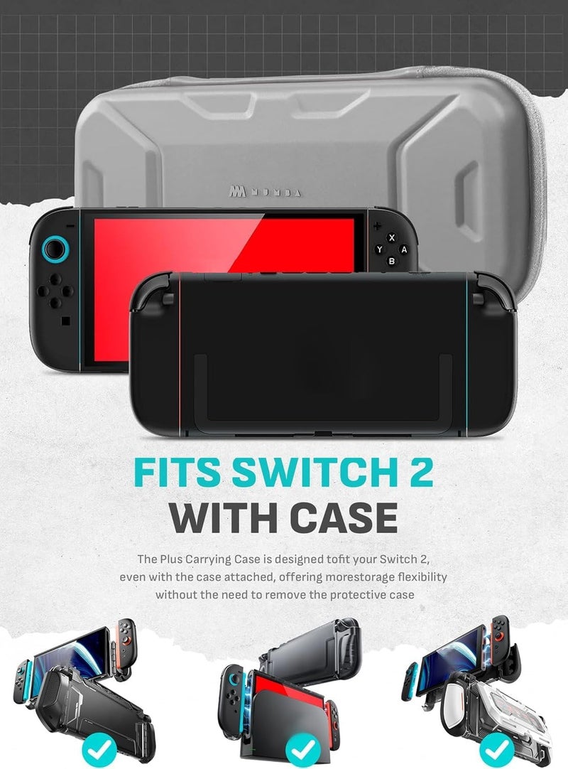 Mumba Carrying Case for Nintendo Switch 2 2025, [Plus Version] Portable Protective Travel Carry handbag Pouch for Blade/Titan Case [Large Capacity] (Gray) - Image 2
