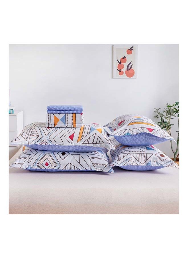 RISHAHOME 6-Piece Double Size Duvet Cover Set Microfiber Cararra 1 Duvet Cover 200x230 cm, 1 Flat Sheet 220x280 cm, 4 Pillow Cover 48x74 cm Multicolour  - Image 2