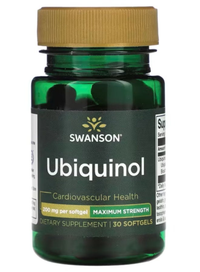 Ubiquinol Maximum Strength 200 mg, 30 Softgels