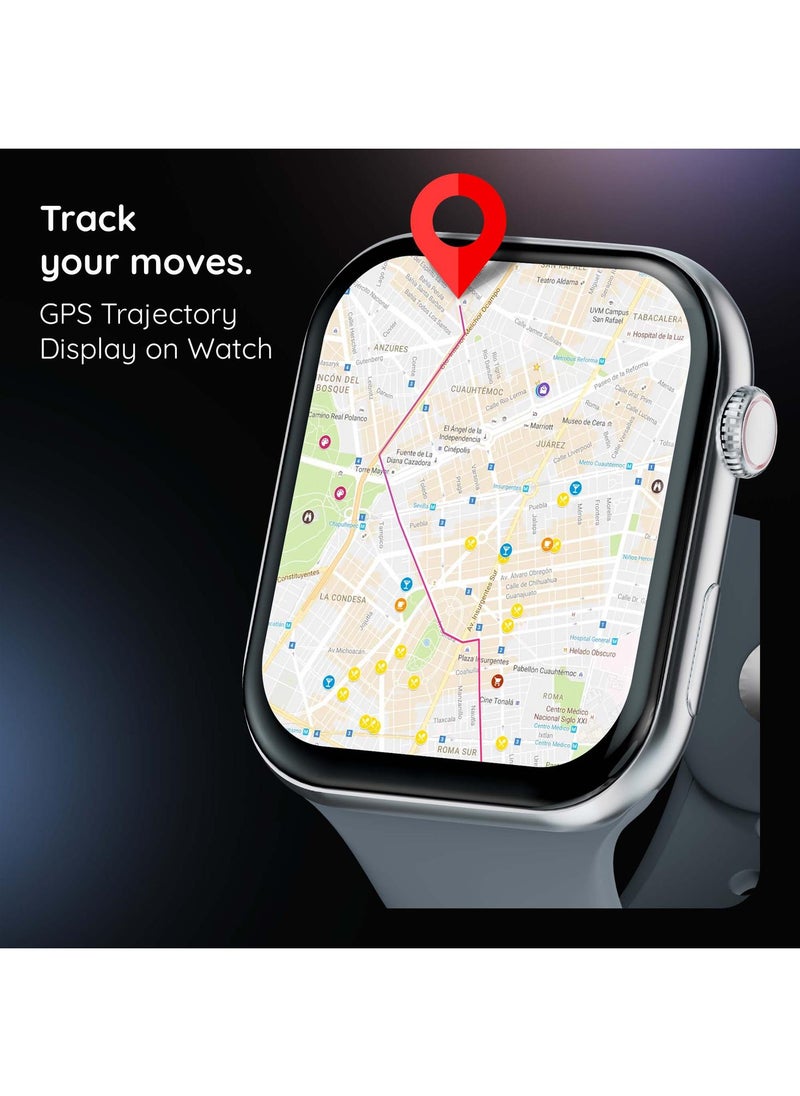 Pebble - Cosmos Grande 2.1" Smartwatch for Men and Women, Largest Display, High-Resolution 480x546, Bluetooth Calling, Wireless Charging, GPS Trajectory - Evening Grey - Image 1