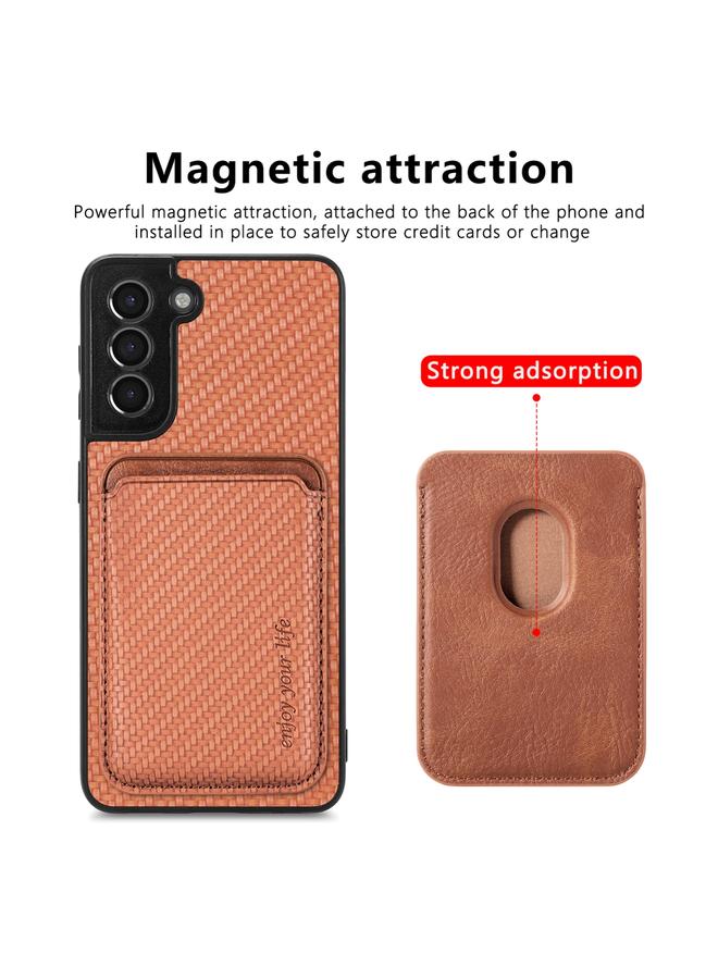 erorex Case For Samsung Galaxy S21+ 5G Carbon Fiber Leather Card Magsafe Magnetic Phone Case - Image 4