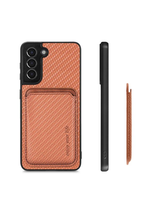 erorex Case For Samsung Galaxy S21+ 5G Carbon Fiber Leather Card Magsafe Magnetic Phone Case - Image 2