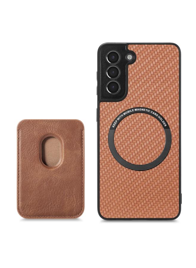 erorex Case For Samsung Galaxy S21+ 5G Carbon Fiber Leather Card Magsafe Magnetic Phone Case - Image 3