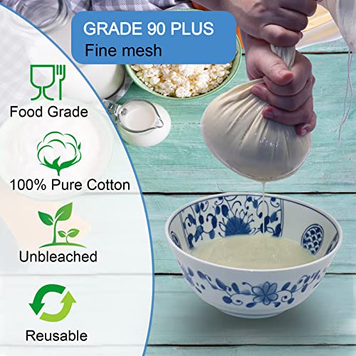 Huppar 6 Pack 14"x14" Nut Milk Bags - 100% Unbleached Cotton, Food Strainer, Reusable Cheesecloth,Straining Almond/Oat/Soy Milk, Cold Brew Coffee, Cloth Bag for Cheese/Yogurt/Juice/Tea/Wine/Soup/Herbs - Image 3