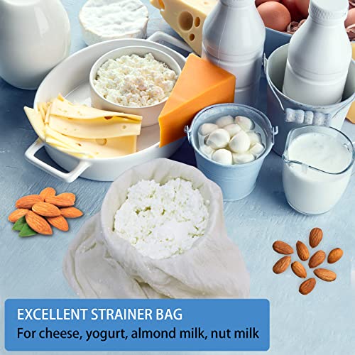 Huppar 6 Pack 14"x14" Nut Milk Bags - 100% Unbleached Cotton, Food Strainer, Reusable Cheesecloth,Straining Almond/Oat/Soy Milk, Cold Brew Coffee, Cloth Bag for Cheese/Yogurt/Juice/Tea/Wine/Soup/Herbs - Image 4