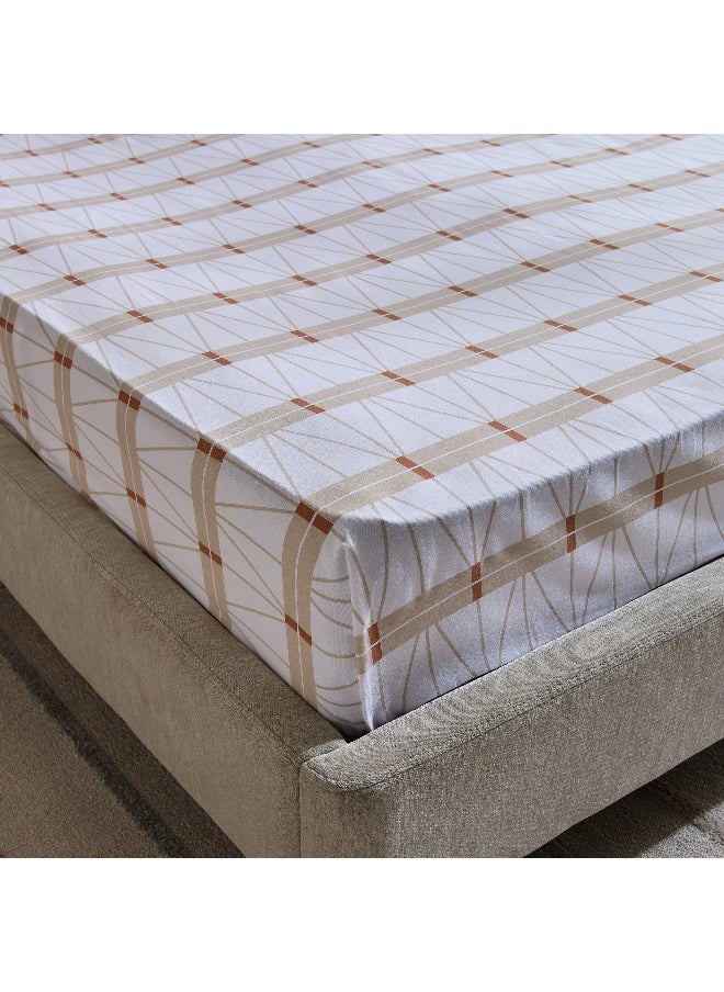 Home Box Malta Lattice Printed Cotton Twin Flat Sheet - 170x260 cm  - Image 1