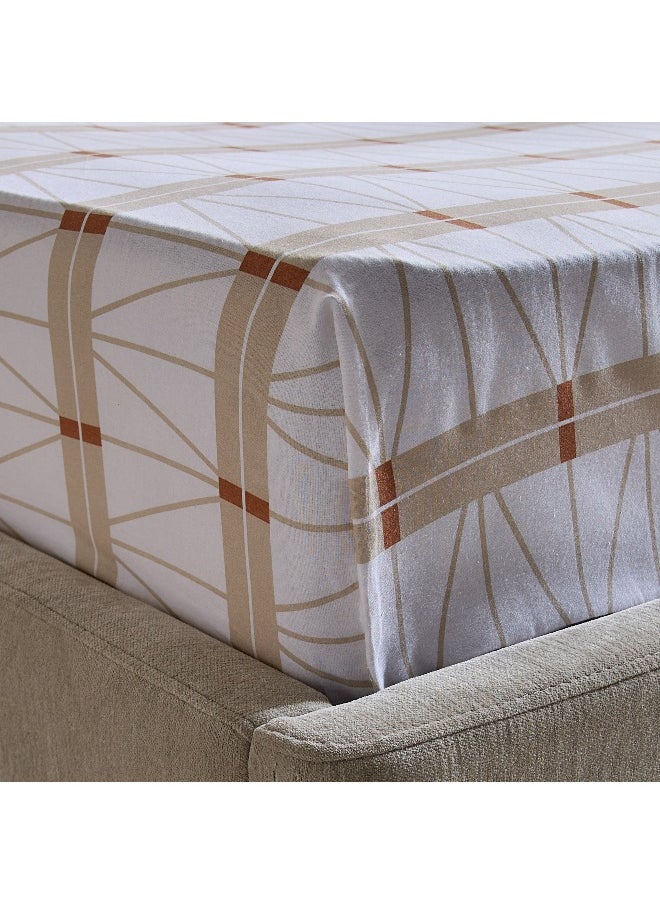 Home Box Malta Lattice Printed Cotton Twin Flat Sheet - 170x260 cm  - Image 4