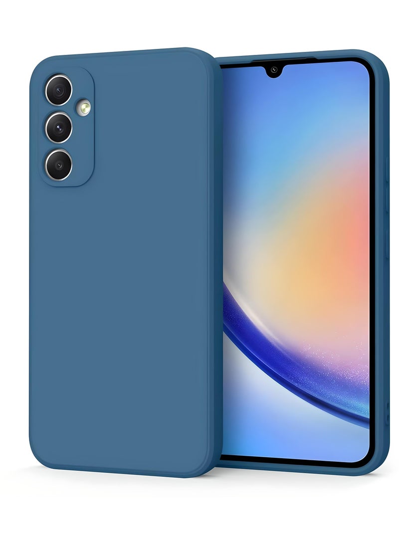 Samsung Galaxy M14 5G- 2-Pack Matte Silicone Case Cover - Slim, Colorful, Good Grip (Black, Blue)
