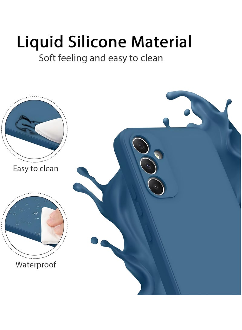 Samsung Galaxy M14 5G- 2-Pack Matte Silicone Case Cover - Slim, Colorful, Good Grip (Black, Blue)