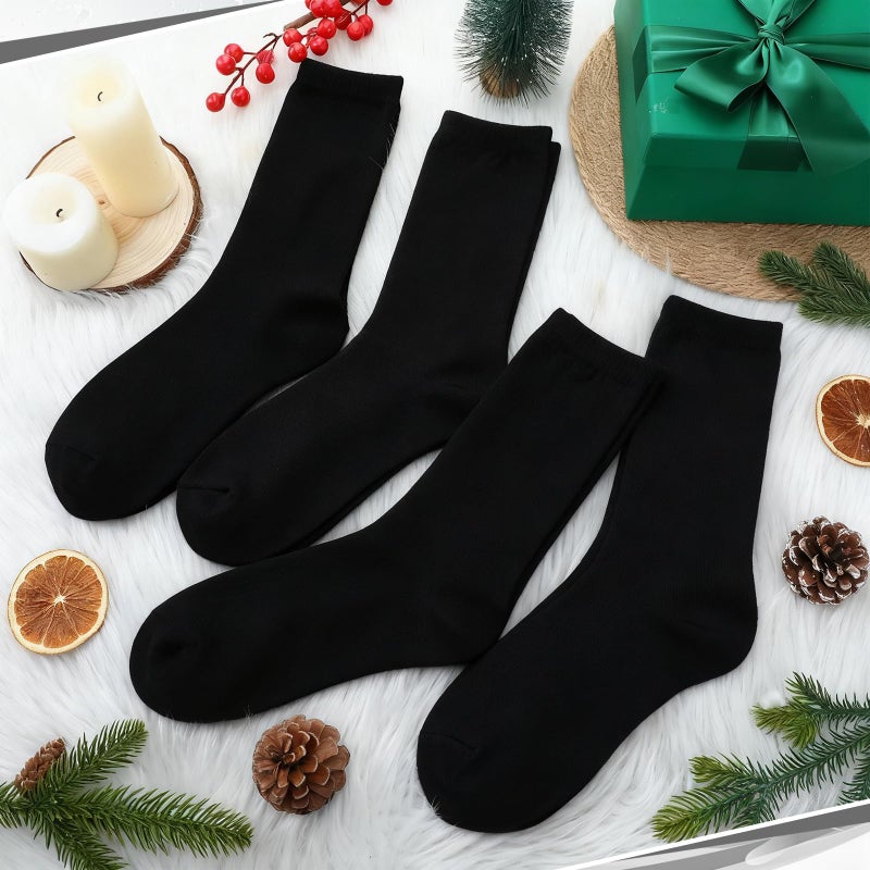 Cutecrop 4 Pairs Alpaca Wool Socks for Women Men Thermal Winter Hunting Socks Moisture Wicking Hiking(8-10,Crew,Black) - Image 2