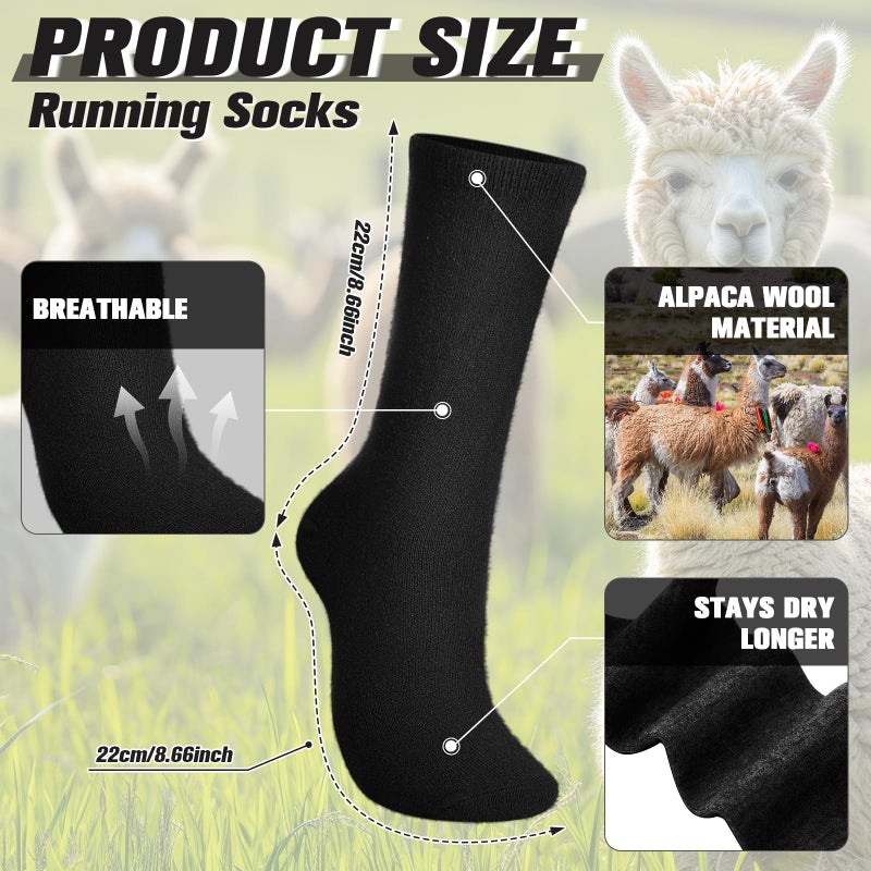 Cutecrop 4 Pairs Alpaca Wool Socks for Women Men Thermal Winter Hunting Socks Moisture Wicking Hiking(8-10,Crew,Black) - Image 3