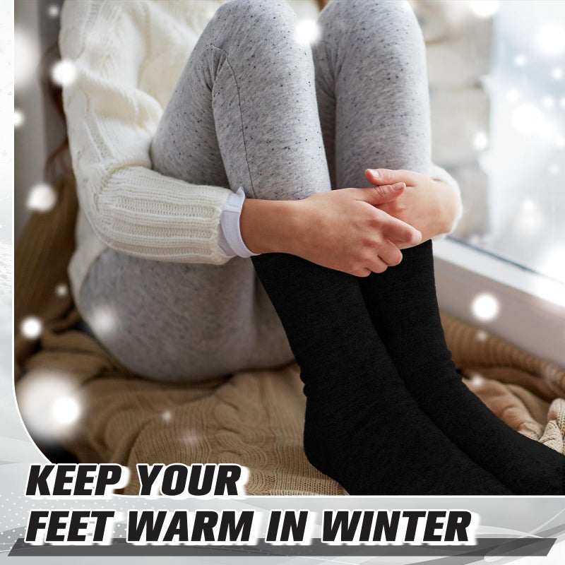 Cutecrop 4 Pairs Alpaca Wool Socks for Women Men Thermal Winter Hunting Socks Moisture Wicking Hiking(8-10,Crew,Black) - Image 5