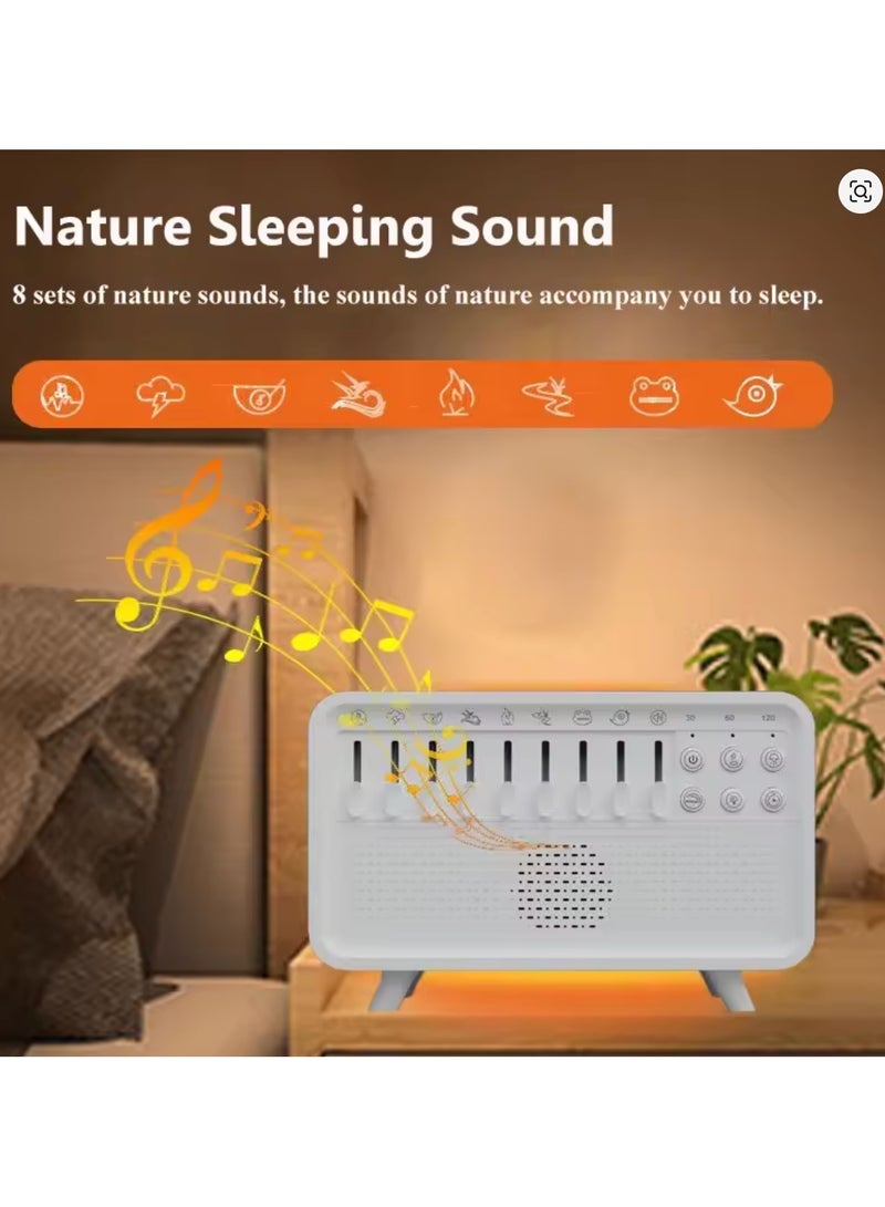 مكبر صوت بلوتوث مع مساعد للنوم بضوضاء بيضاء ومؤقت إيقاف تشغيل شريط الصوت ومحاكاة اللهب وإضاءة ليلية دافئة ومشغل موسيقى ومرطب للروائح - Image 4
