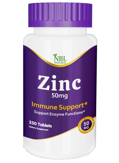 Zinc Gluconate 50mg Supports Wellness Immune System and Reproductive Health 250 Tablets 250 Tablets (50mg)