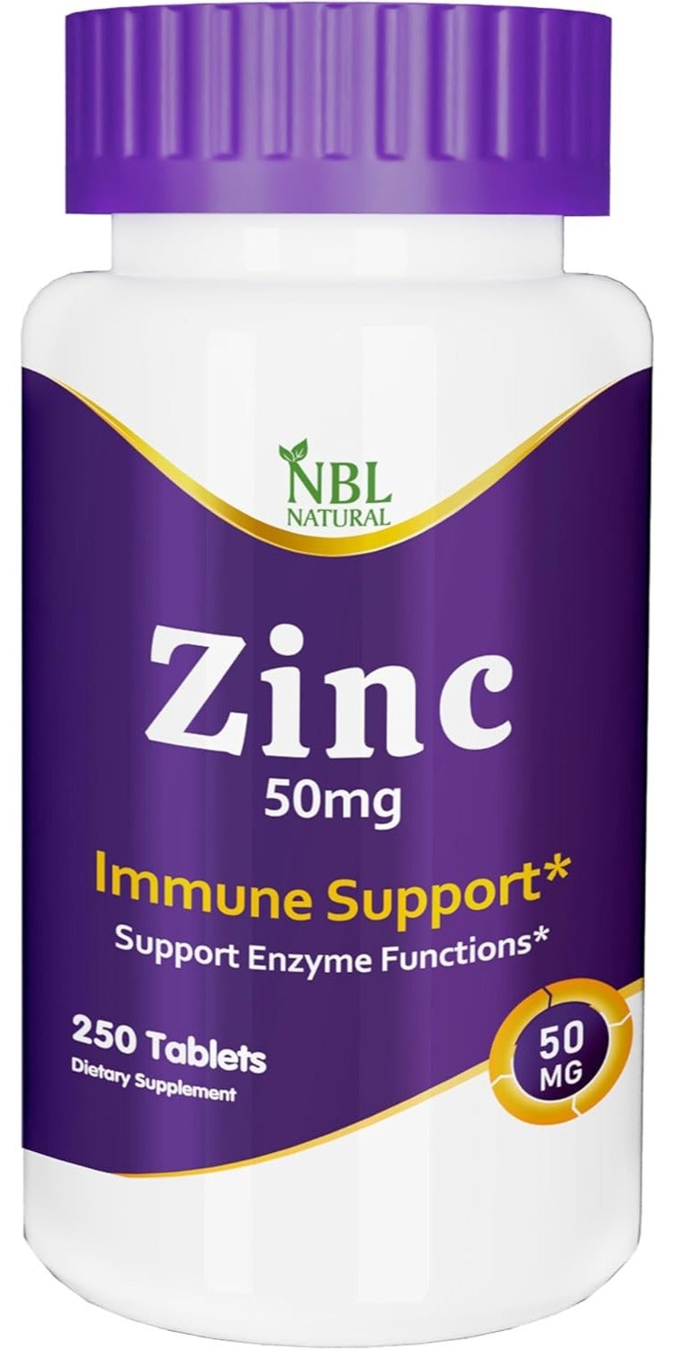 NBL Natural Zinc Gluconate 50mg Supports Wellness Immune System and Reproductive Health 250 Tablets 250 Tablets (50mg) - Image 1