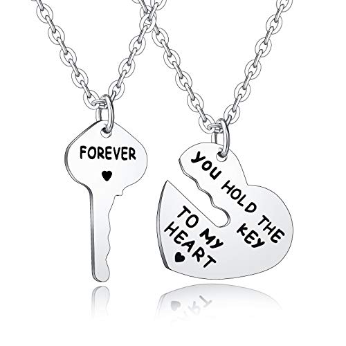 BESPMOSP Set of 2 You Hold The Key To My Heart Forever Matching Pendant Necklace - Image 1