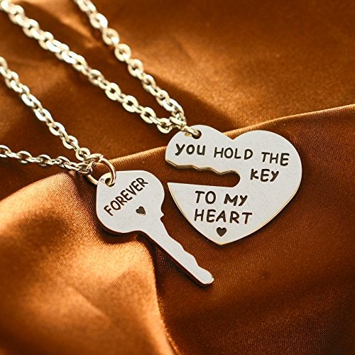 BESPMOSP Set of 2 You Hold The Key To My Heart Forever Matching Pendant Necklace - Image 2