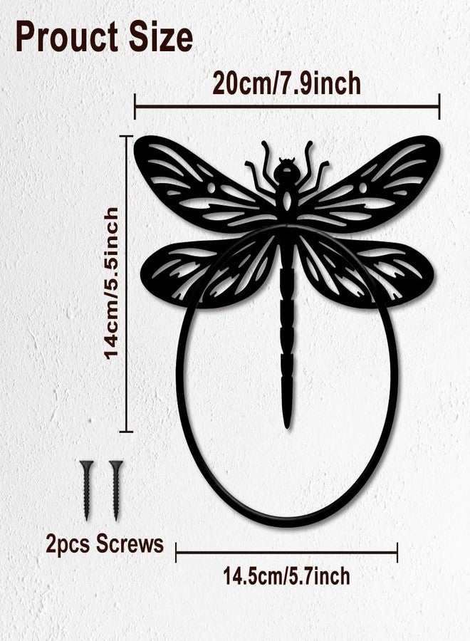 MAYJOYDIY Dragonfly Metal Towel Ring Antique Insects Hand Towel Holder Round Dragonfly Wings Towel Hangers Black Bathroom Towel Rack Wall Mounted for Kitchen Bath Home Laundry Room Decors Gifts - Image 2