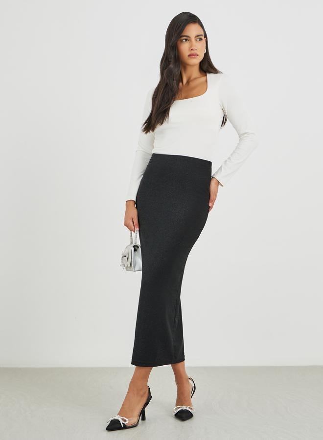Styli Styli Shimmer Knit Bodycon Maxi Skirt  - Image 1