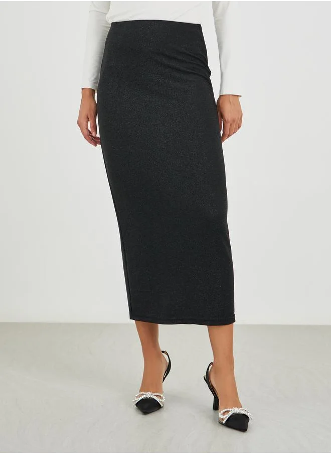 ستايلي Styli Shimmer Knit Bodycon Maxi Skirt