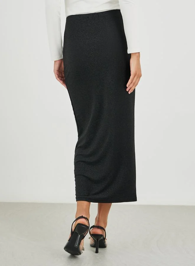 Styli Styli Shimmer Knit Bodycon Maxi Skirt