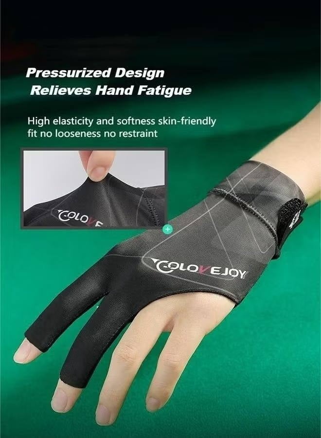 قفازات البلياردو، قفازات خفيفة وجيدة التهوية بثلاثة أصابع، قفازات تنس طاولة سنوكر غير قابلة للانزلاق عبوة واحدة مناسبة لليد اليسرى - Image 5