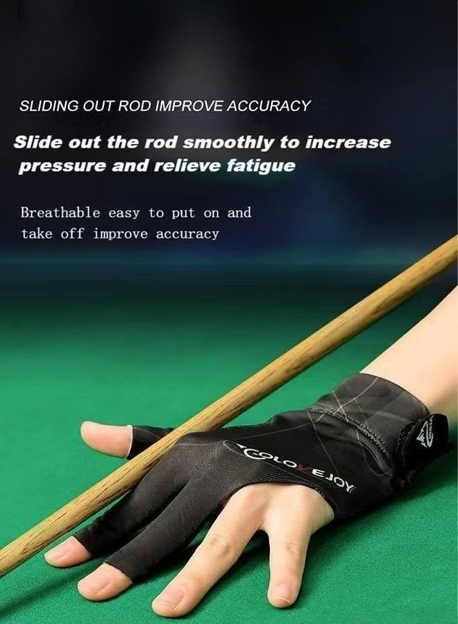 قفازات البلياردو، قفازات خفيفة وجيدة التهوية بثلاثة أصابع، قفازات تنس طاولة سنوكر غير قابلة للانزلاق عبوة واحدة مناسبة لليد اليسرى - Image 4
