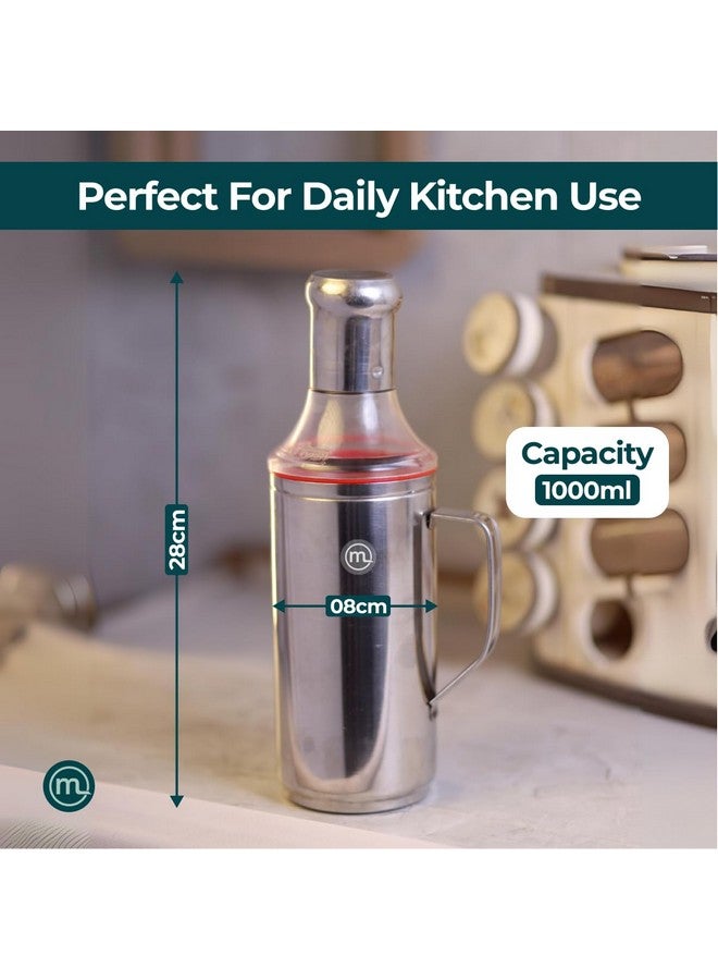 Mishaa Steel Oil Dispenser 1 Litre with Handle Set of 2, Leak-Proof Container with Airtight Lid Cap, Removable Nozzle for Cleaning & Easy Pouring in Oil Bottle, Perfect for Every Kitchen & Cooking - Image 3