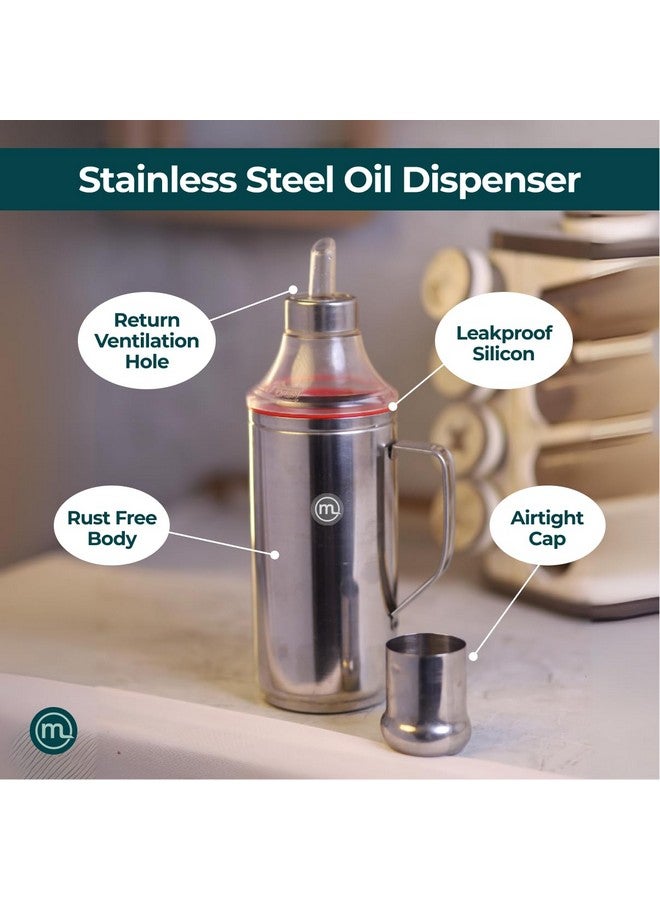 Mishaa Steel Oil Dispenser 1 Litre with Handle Set of 2, Leak-Proof Container with Airtight Lid Cap, Removable Nozzle for Cleaning & Easy Pouring in Oil Bottle, Perfect for Every Kitchen & Cooking - Image 2