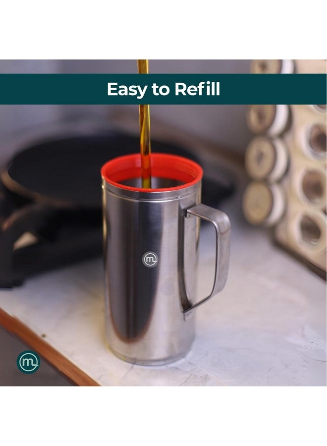 Mishaa Steel Oil Dispenser 1 Litre with Handle Set of 2, Leak-Proof Container with Airtight Lid Cap, Removable Nozzle for Cleaning & Easy Pouring in Oil Bottle, Perfect for Every Kitchen & Cooking - Image 4