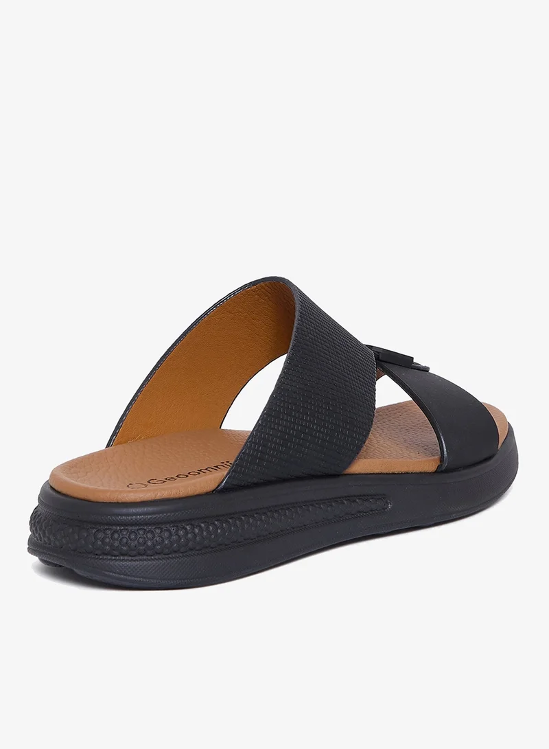 Geoomnii Black Comfort Arabic Sandals for Men – Classic Slip-On Open Toe Sandals with Cushioned Footbed for Daily Wear for Men | Best Price UAE