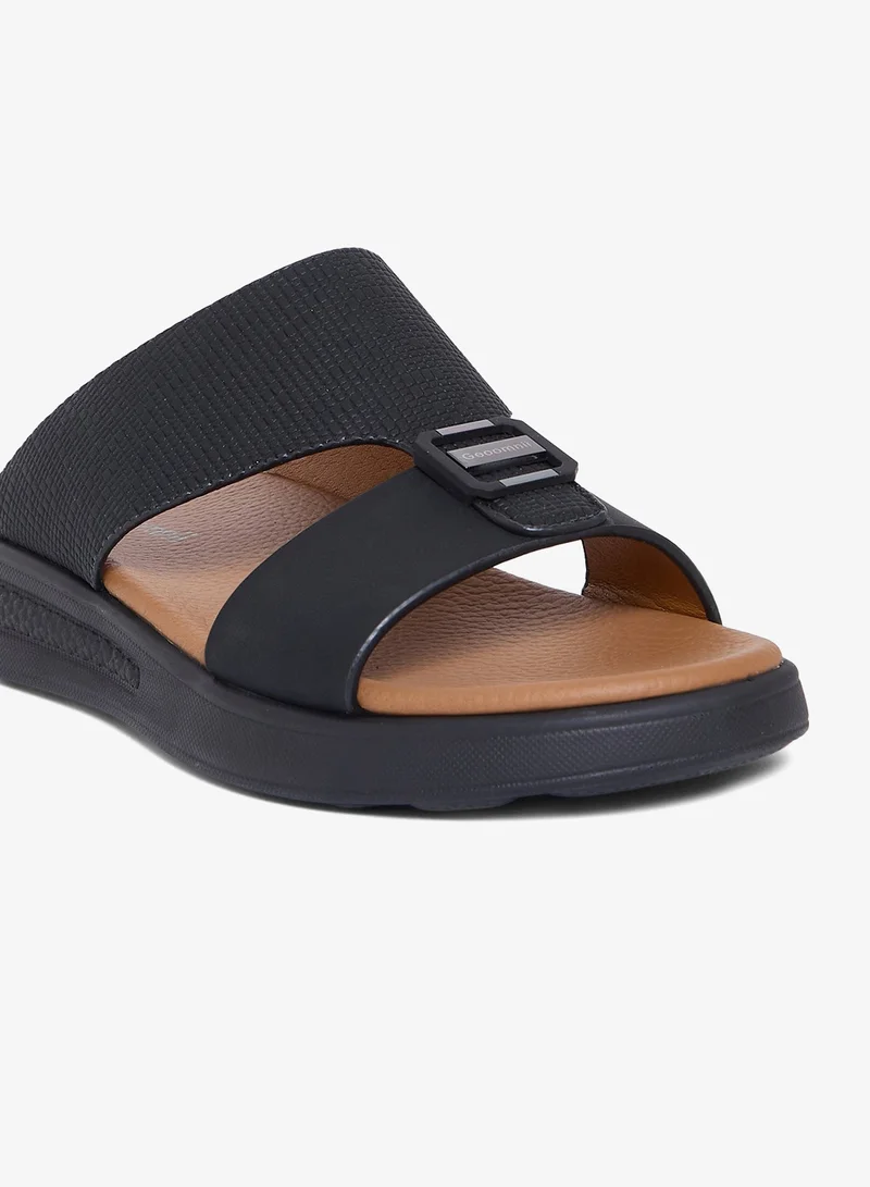 Geoomnii Black Comfort Arabic Sandals for Men – Classic Slip-On Open Toe Sandals with Cushioned Footbed for Daily Wear for Men | Best Price UAE