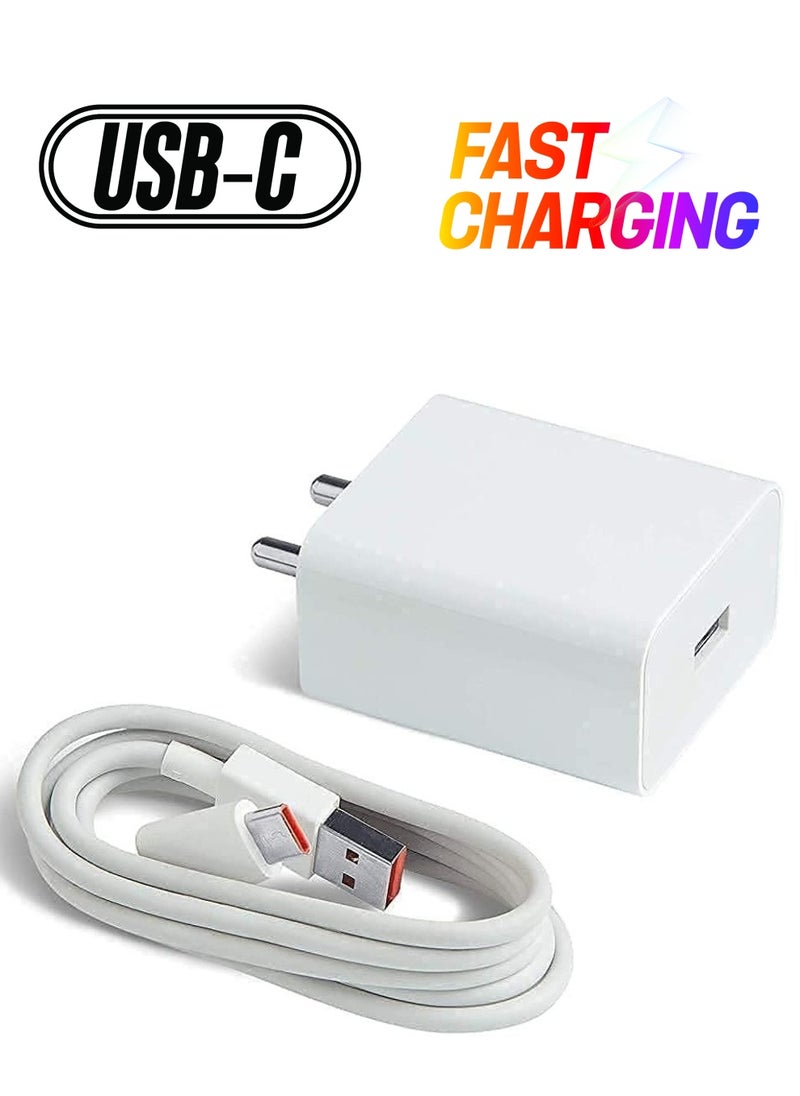 Fast Type-C for Xiaomi Poco F1 Armoured Edition Charger Adapter Wall | Mobile | Android USB Charger with 1 Meter USB Type C Charging Data Cable