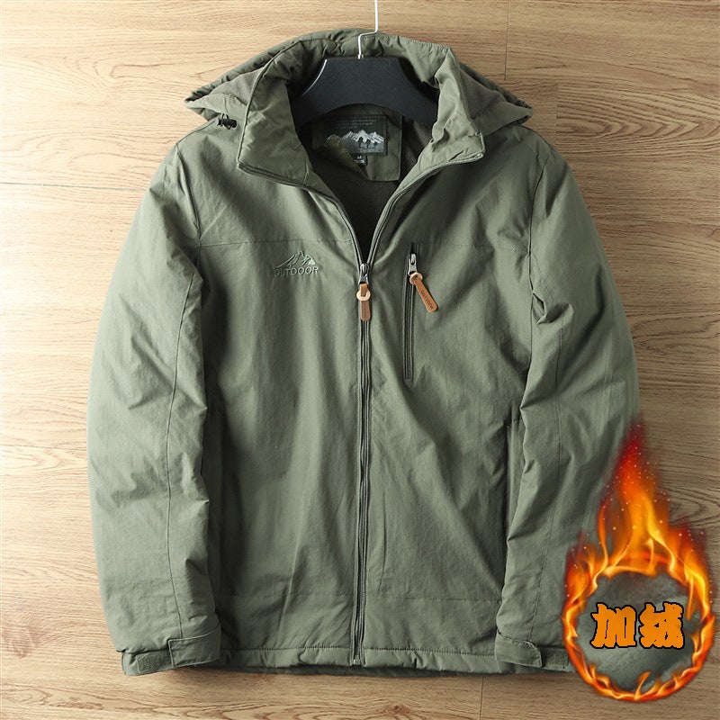 Science And Technology Three Defense! High Density Windproof Waterproof! Men'S Outdoor Casual Fleece-Lined Thickened Workwear Jacket Trendy - Image 2