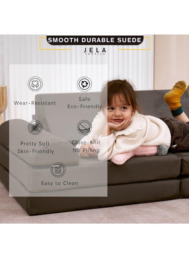 jela Kids Couch Safety Certified Play Couch Soft Kids Sofa with Machine Washable Cover Thick Foam Fort Building Kit for Playroom and Indoor - Image 5