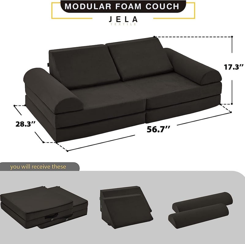 jela Kids Couch Safety Certified Play Couch Soft Kids Sofa with Machine Washable Cover Thick Foam Fort Building Kit for Playroom and Indoor - Image 3