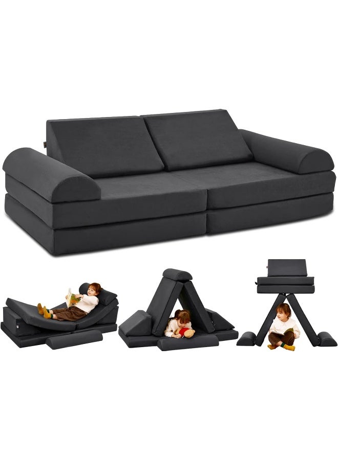 jela Kids Couch Safety Certified Play Couch Soft Kids Sofa with Machine Washable Cover Thick Foam Fort Building Kit for Playroom and Indoor - Image 1