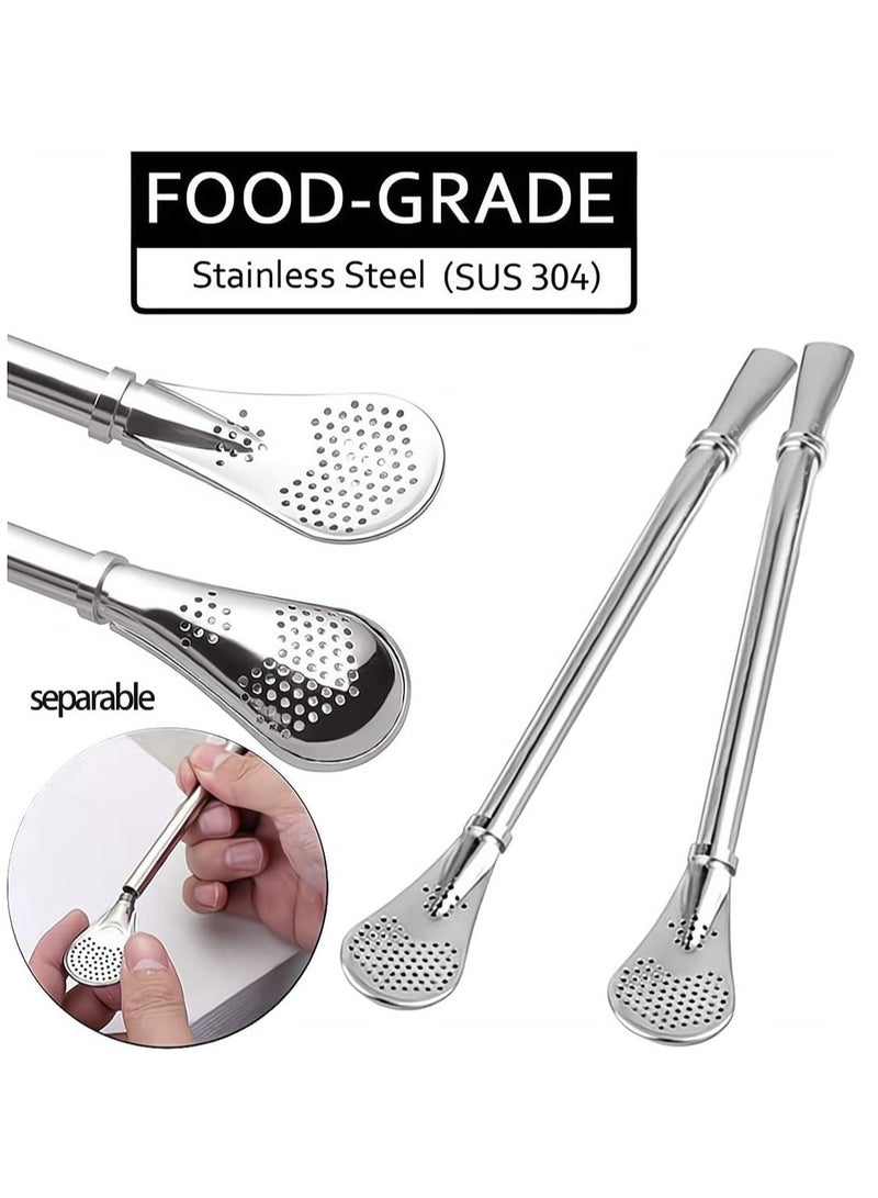 SYOSI Yerba Mate Tea Cup And Bombilla Straw Set 12oz Double-wall Stainless Coffee Water Tea Cup Natural Mate Gourd Cup Kit For Yerba Mate Loose Leaf Drinking - Image 4