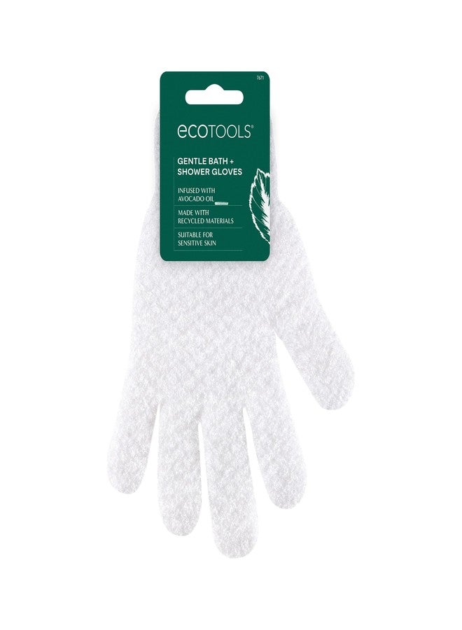 EcoTools Gentle Bath + Shower Gloves, Exfoliating Gloves Remove Dead Skin & Cleanse The Whole Body, Bath Gloves Infused with Avocado Oil to Scrub & Hydrate, Cruelty Free, 1 Pair (2 Gloves) - Image 2
