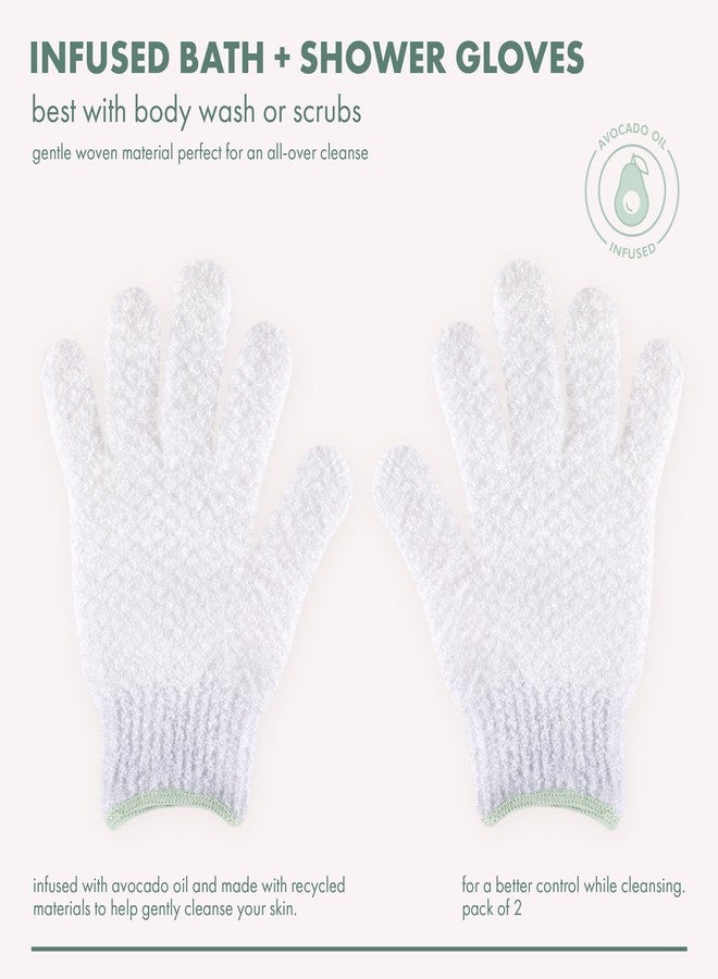 EcoTools Gentle Bath + Shower Gloves, Exfoliating Gloves Remove Dead Skin & Cleanse The Whole Body, Bath Gloves Infused with Avocado Oil to Scrub & Hydrate, Cruelty Free, 1 Pair (2 Gloves) - Image 3