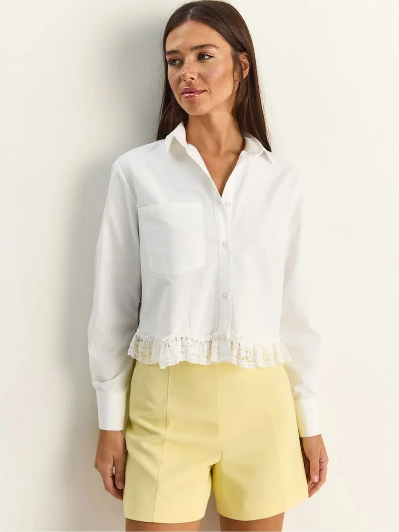 بيانكو لوتشي LUCCI Women’s Cropped Poplin Shirt