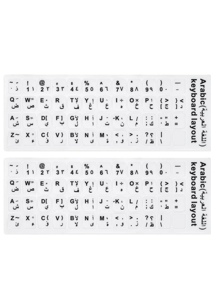 Generic - Arabic Keyboard Stickers, Arabic-English Keyboard Letters Replacement Stickers with Black Font on White Background for Laptop Desktop Computer, Matte Arabic Alphabet Sticker - Image 1