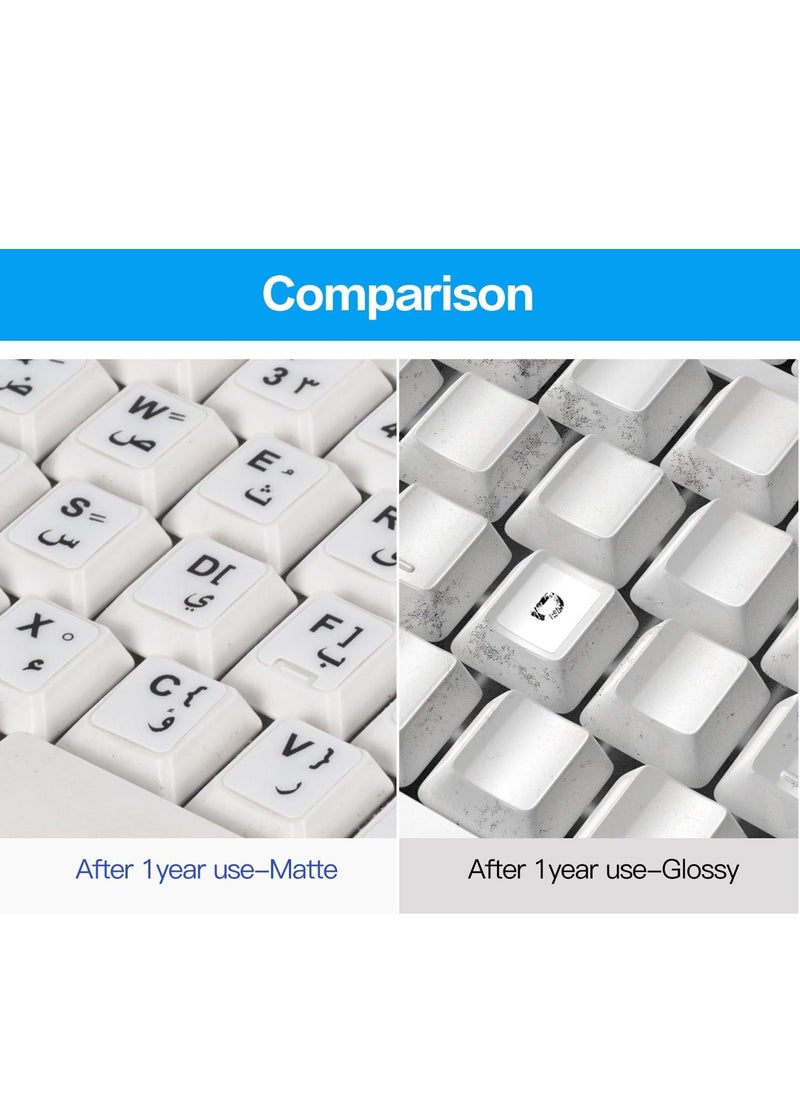 Generic - Arabic Keyboard Stickers, Arabic-English Keyboard Letters Replacement Stickers with Black Font on White Background for Laptop Desktop Computer, Matte Arabic Alphabet Sticker - Image 1