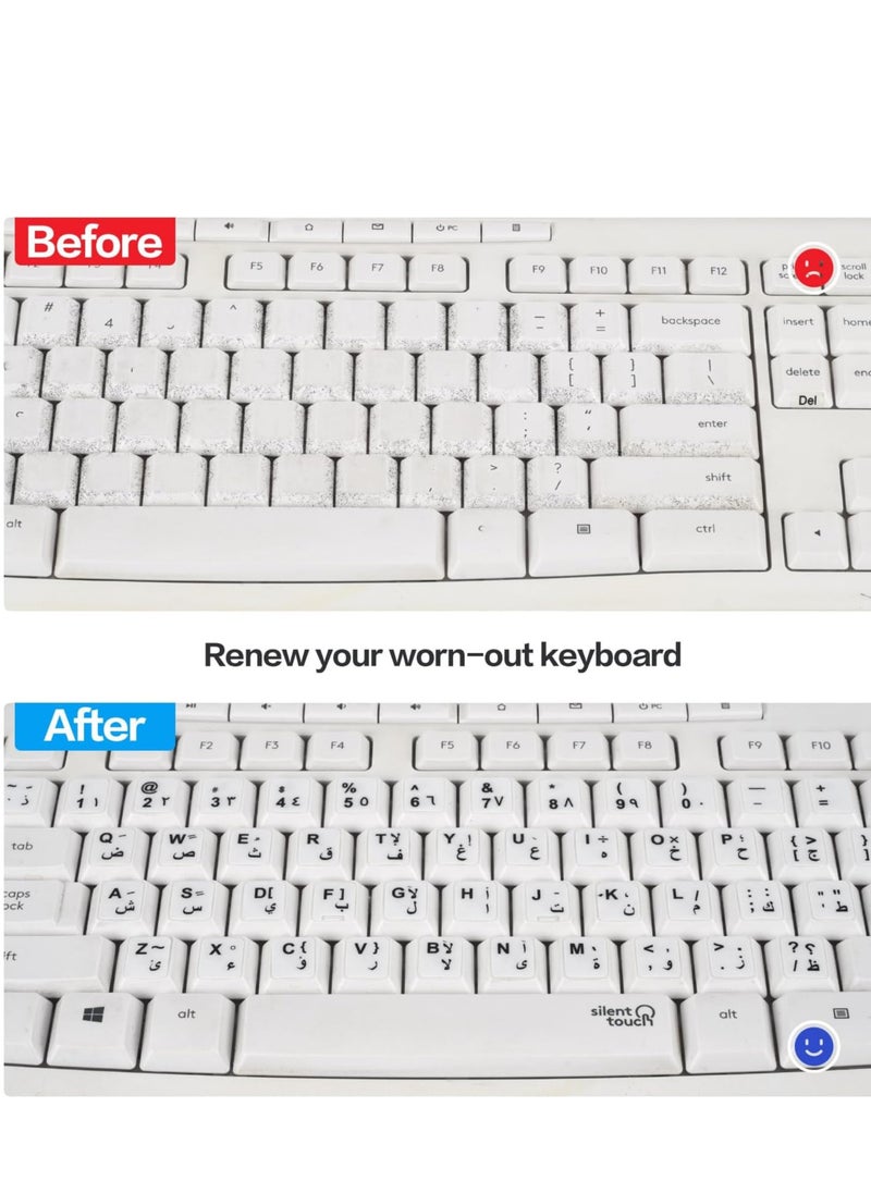 Generic - Arabic Keyboard Stickers, Arabic-English Keyboard Letters Replacement Stickers with Black Font on White Background for Laptop Desktop Computer, Matte Arabic Alphabet Sticker - Image 1