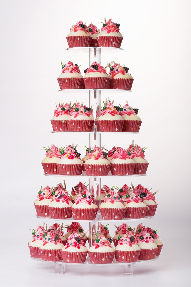 YestBuy Cupcake Stand Acrylic Cupcake Tower Tree 6 Tier Large Cupcake Holder for Pastry Clear Cupcake Dispaly Stand with Base for Party Wedding Baby Shower