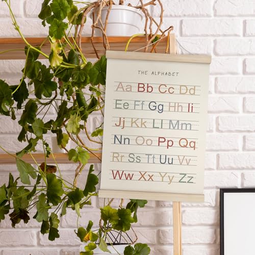 HRQKO Alphabet Numbers Poster Hanger Frame Set of 2, Nursery Wall Decor, ABC Banner Poster Wall Art with Wooden Frames, Alphabet Banner Wall Hanging Decor for Toddler Playroom Nursery, 12x16 Inch - Image 3