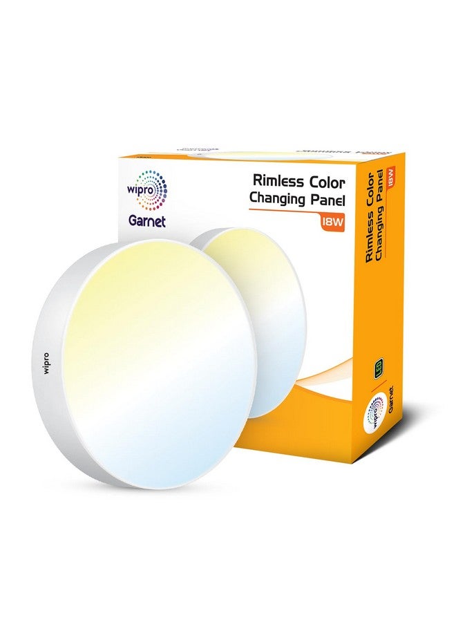 Wipro Garnet 18W Rimless Round CCT Surface Panel | Colour Changing Panel | Warm White, Neutral White, Cool White | Elegant Rimless Design | Surface Mounted LED Downlighter for Ceiling |Pack of 1 - Image 1