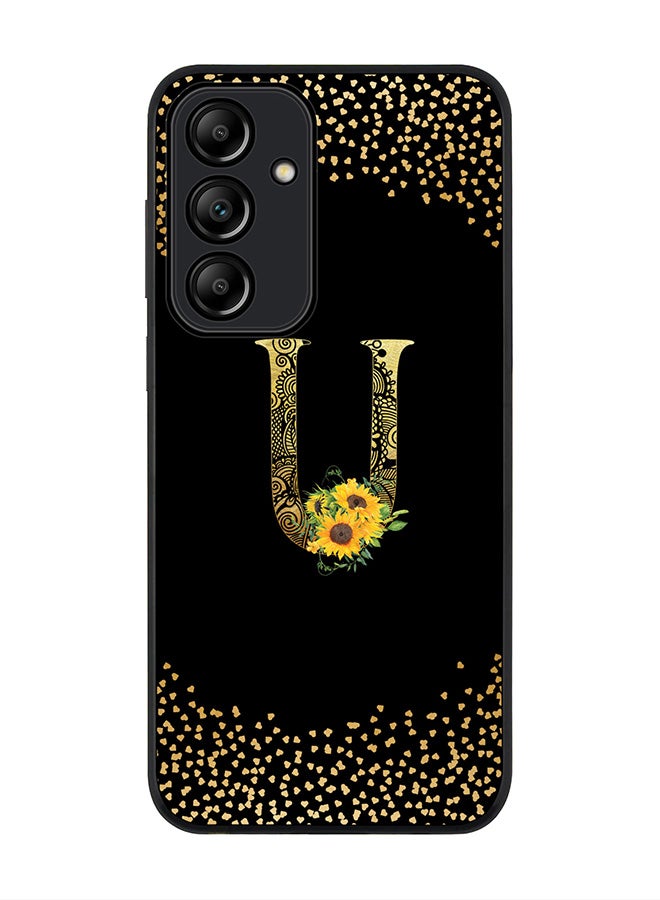Stylizedd Rugged Black Edge Case for Samsung Galaxy A55 Case Cover- Custom Monogram Initial Letter Mandala Floral Pattern Alphabet - U(Black) - Image 1