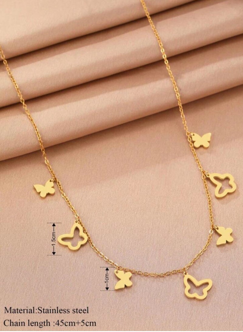 بلو لاين سلسال نسائي أنيق مصنوع من الاستانلس ستيل مطلي باللون الذهبي عيار 18 - Image 5